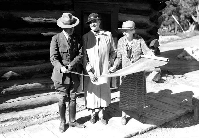 Mary Colter with blueprints