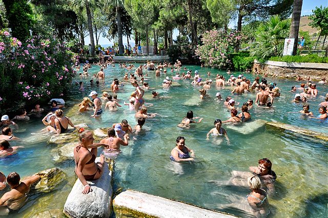 bathers in Pamukkale pool