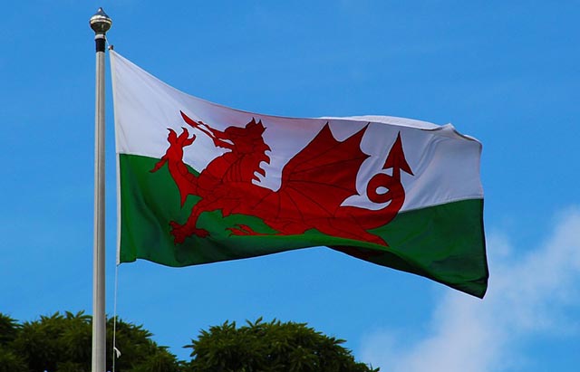 Flag of Wales flying
