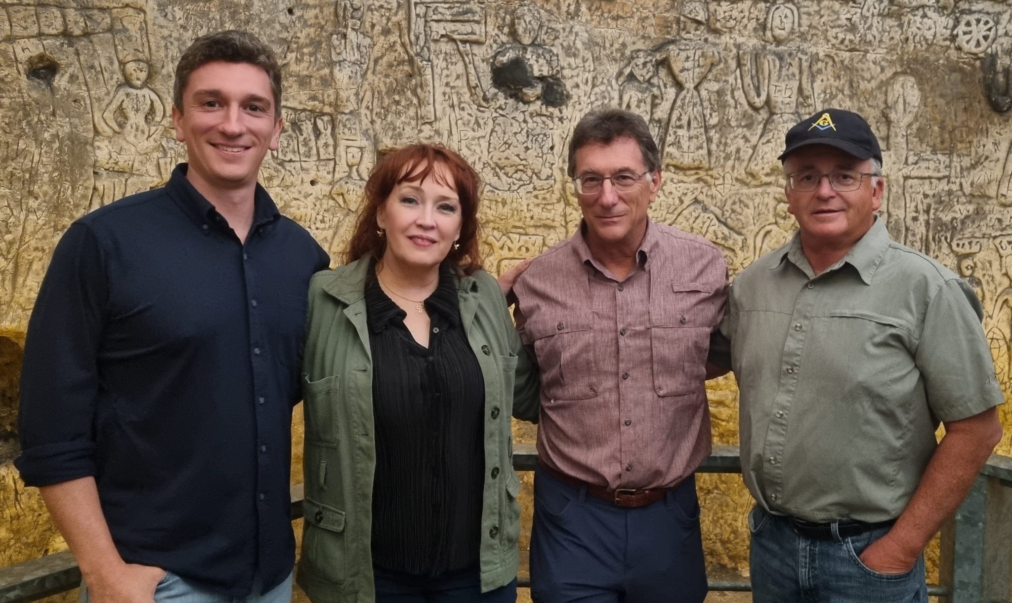 Gretchen Cornwall with "Curse of Oak Island" TV show cast in Royston Cave.