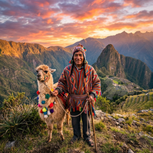 Peruvian shaman at Machu Picchu