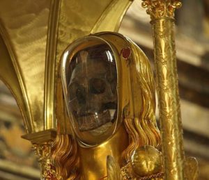 Skull believed to be of St. Mary Magdalene in the basilica