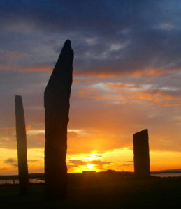 Stennes standing stones at sunset